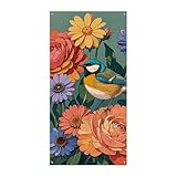 Willkommensdekorations-Banner, 180 x 90 cm, bunte Blumen und Vögel, bedruckt...