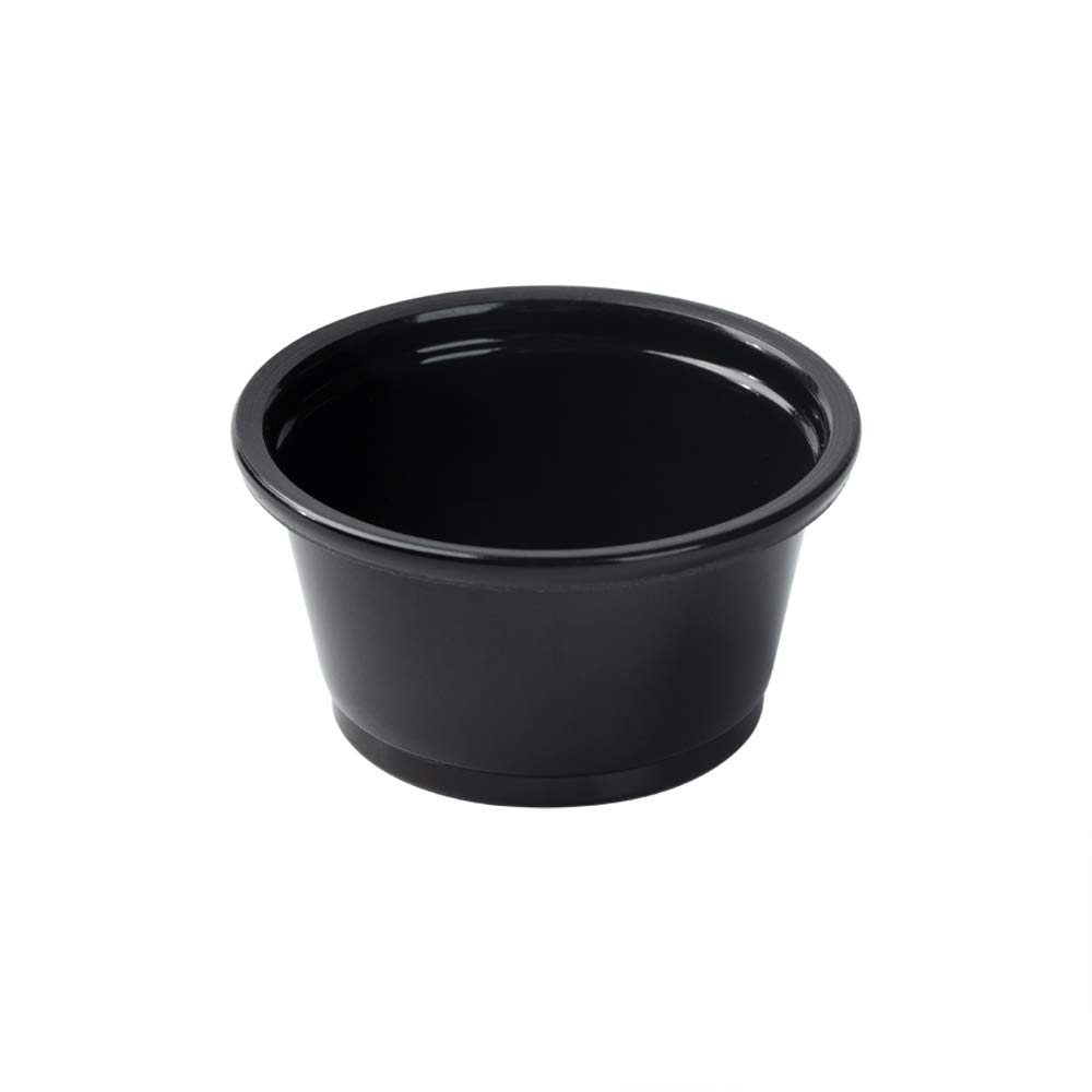 Restaurantware RWP0618B RW Base - Vaso redondo de plástico negro de 0.8 onzas, 1 3/4 x 1 3/4 x 1 pulgadas, caja de 2000 unidades