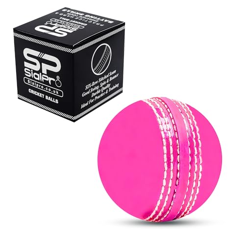 SialPro Soft Cricket Rubber Ball Set Indoor/Outdoor Play for Junior Youth Adult Training, Coaching, Practice Excellent Bounce with Durable Traditional Seams Stitched (Pink 1 Pack)