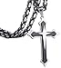 Stainless Steel Mens Cross Necklace Pendant for Boys Byzantine Chain Black 5mm 22-30 Inch (Pendant with 30" Chain)