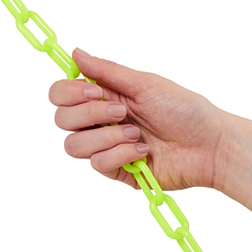 Stockroom Plus 100 Foot Neon Yellow Plastic Chain Safety Barrier For Crowd Control, Queue Line, Concerts, Parking (1.5-Inch Links) #TOP2