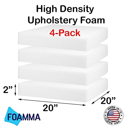 FOAMMA (4-Pack) 2" x 20" x 20" HD Upholstery Foam High Density Foam