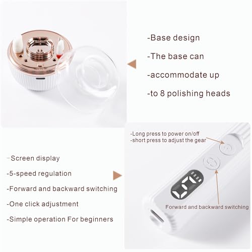 Lime à ongles électrique sans fil avec station de charge et lampe UV intégrée - 7