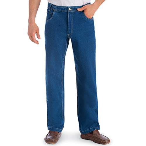 Collections Etc Mens Flex Waist Classic Denim Styling Blue Jeans