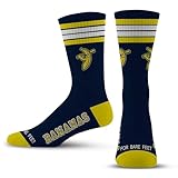 For Bare Feet SAVANNAH BANANAS 4 Stripe Deuce Crew Sock Team Colors YOUTH