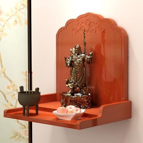 Étagère d'autel de Bouddha en bois jaune de 43 cm pour décoration intérieure