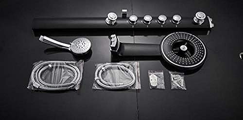 Black Shower Column Wall Mounted Shower Faucet Set Rainfall Shower Head with Body Massage Jet Shower Mixer Tower No Mixer Valve miniatura 6