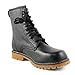 Laforst Womens Slip Resistant Classic Lace Up Boots Black Tumbled Leather Rubber Sole 8.5