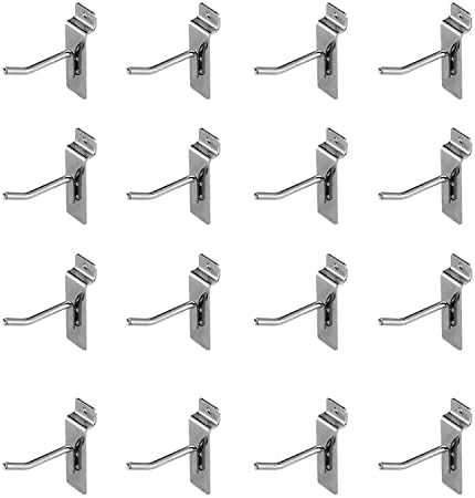 XCHTX Slatwall Hooks,Hangers,Display Hooks,Single Rod Hooks,Slatwall Display Panel Hooks,Perfectly Display Items & Products for Your Room,Garage Retail Store,Chrome Plated, 2inch16pack