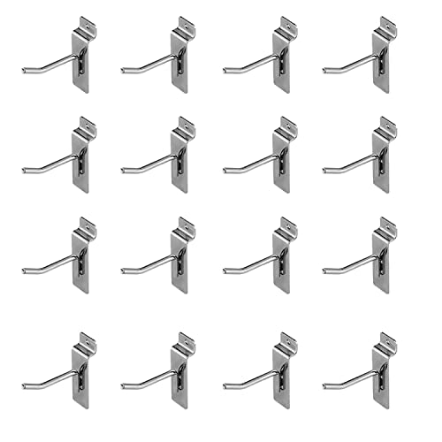 Xchtx Slatwall Hooks,Hangers,Display Hooks,Single Rod Hooks,Slatwall Display Panel Hooks,Perfectly Display Items & Products For Your Room,Garage Retail Store,Chrome Plated, 2Inch16Pack #TOP15