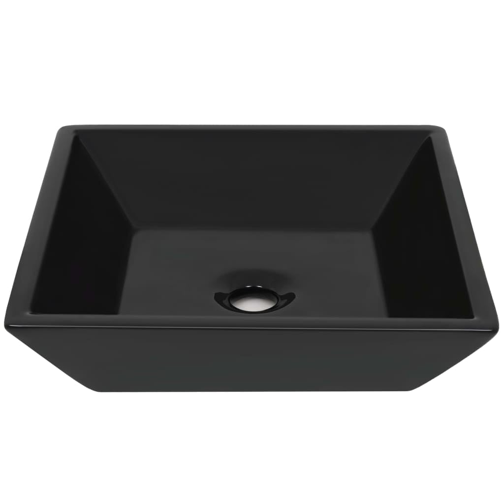 vidaXL Lavandino Quadrato in Ceramica Nero 41,5x41,5x12 cm