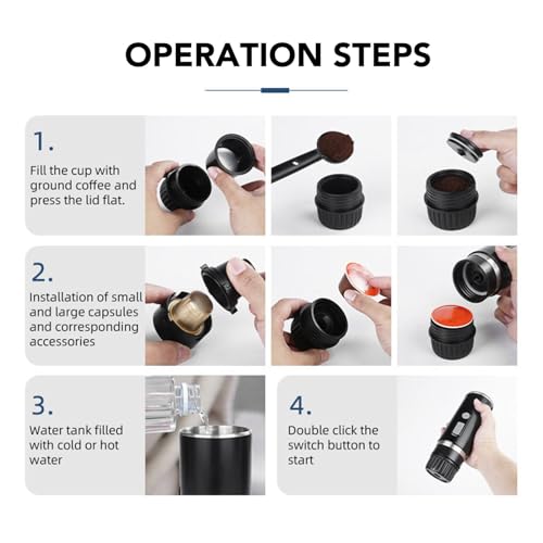 Compact Portable Espresso Maker - Electric Coffee Machine with Heating Feature, 15 Bar Pressure, 5V for Travel, Camping, and Home Use, Compatible with Coffee Pods and Ground Coffee - Image 5