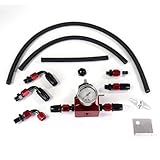JGhyperX EFI Fuel Pressure Regulator Kit 0-100psi with Gauge 6AN Fuel Line Fitting Universal Adjustable Aluminum (1005 Red)