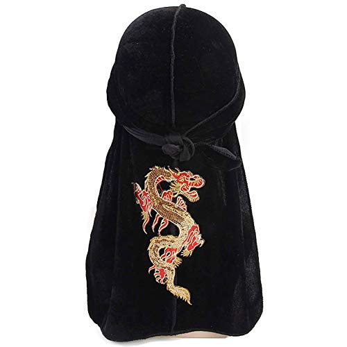 Terciopelo Durag, Durag Cap Correas Headwraps con La Larga, Turbante Pañuelo De Cabeza del Casquillo Hombres Mujeres