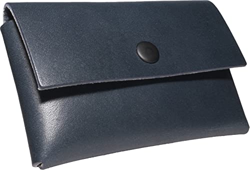 Minimalist Leather Business Credit Card Holder Front Pocket Wallet | Made in the USA | Premium Full Grain Vegetable Tanned Leather (English Bridle Navy Blue)