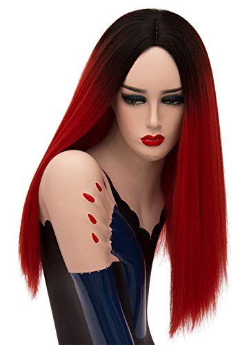 YIMANEILI Red Wigs for Women Girls Long Straight Hair Wig Natural Fashion Cute Synthetic Wigs for Cosplay Hallowen Costume YM228