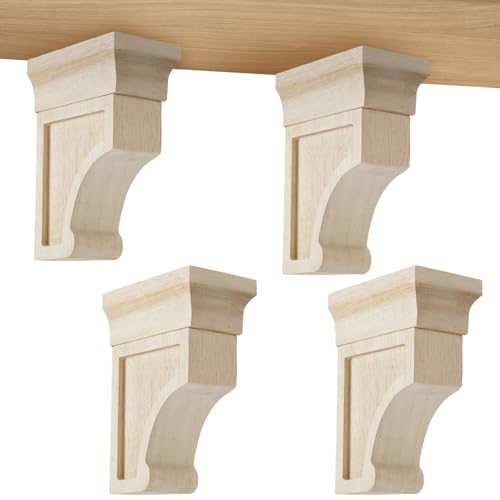Briwooody 4 Pcs 2 1/2"w x 6"d x 8"h Rubberwood Traditional