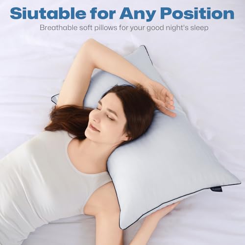 GOHOME Pillows Queen Size Set of 4 - Bed Pillows for Sleeping 4 Pack, Cooling Supportive Hotel Pillows with Premium Soft Down Alternative Fill for Side Stomach and Back Sleepers