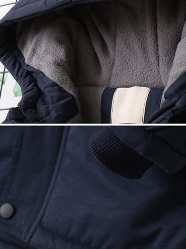Boy's Winter Fleece Coat Hooded Casual Warm Puffer Jacket Solid Snow Outwear3