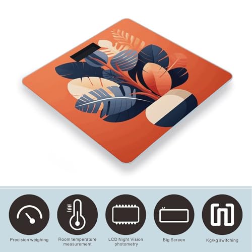 Báscula digital para baño con diseño tropical y pantalla LCD miniatura 3