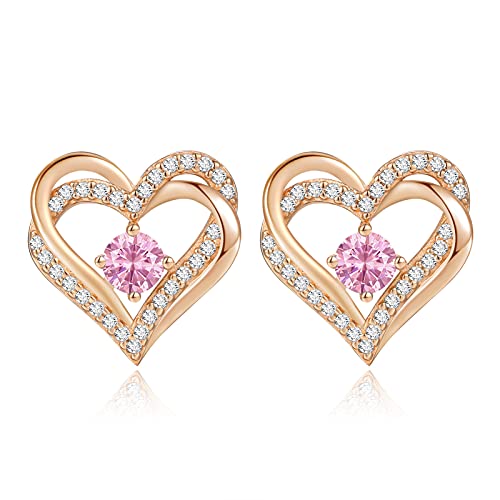 CDE Forever Love Heart Stud Earrings for Women, 925 Sterling