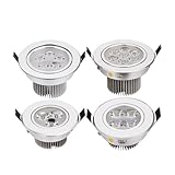 eufeifeiegds 調光機能付きLEDダウンライト 3W 4W 5W 7W スポットLED 110V 220V 埋め込み式照明 シルバーハウス ピュアネイチャー/デイライト ウォームホワイト(Nature White,3WNoDimmable)