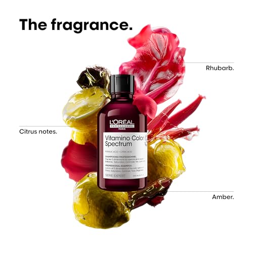 L'Oréal Professionnel Szampon do koloryzacji włosów z efektem szkła do włosów farbowanych, z kwasem ferula i cytrynowym, wegański, seria Expert, szampon Vitamino Color Spectrum, 300 ml