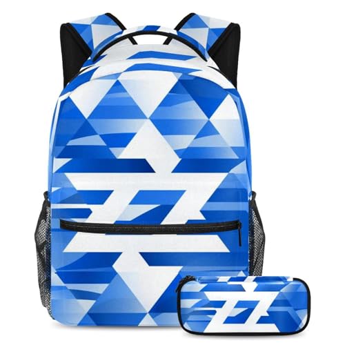 Cartables de grande capacité avec trousse imprimé drapeau d'Israël pour ados