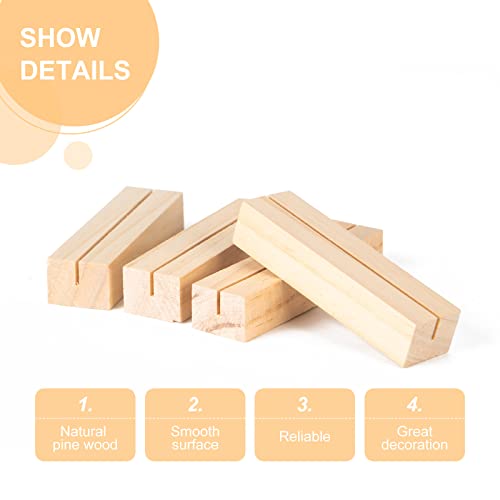 10 Pack Wood Place Card Holders Wood Table Number Stands Picture Holder Acrylic Sign Holders with 10 PCS Kraft Place Cards for Wedding Dinner Home Party Events Decoration - Thumbnail 2