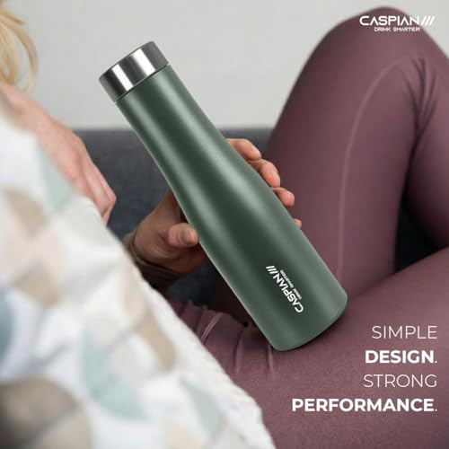 Image of CASPIAN / / / Aqua ISI Certified Stainless Steel Water Bottle 1ltr. (M Green, 1 Litre, Set of 6) | Leak Proof Thunder for Fridge Home Office Travel School Kids Boys Girls Adults Sports Gym Yoga|BPA Free