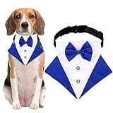 JOYPAWS Dog Tuxedo Dog Bandana, Dogs Tuxedo Wedding Party Suit, Dog Prince Wedding Bow Tie Shirt Formal Dog Weeding Attire for Small Medium and Large Dogs Royal Blue L