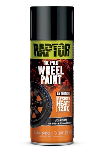 U-POL RAPTOR Pintura para Llantas | Felgenlack | Spray de Pintura 1K | Resistente al calor hasta 120°C | Protección contra golpes, calor, impactos de piedras, polvo de frenos y corrosión (negro