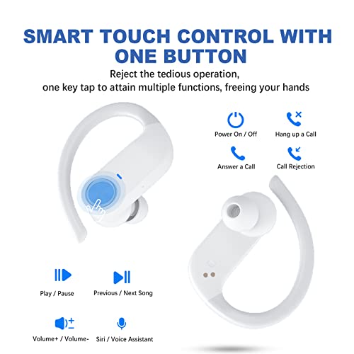 Beben Wireless Earbuds, 36H Playtime Bluetooth Headphones With Mics And Charging Case For Iphone Android, Waterproof Running Headphones For Gym Workout, Hi-Fi Sound Over Ear Buds With Earhooks - White #TOP2
