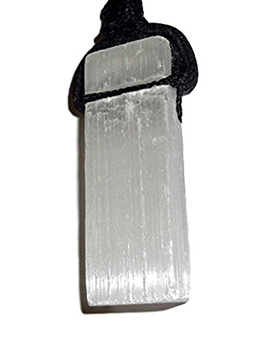 Sublime Gifts 1Pc Raw Selenite Blade Natural Crystal Healing Gemstone Wrapped Pendant With Soft Cord 22" Necklace #TOP21