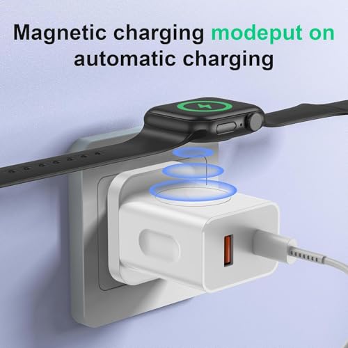 Pour Apple Watch Charger, 20W Double port USB C Wall Charger Plug Bloc de charge rapide pour iPhone, Chargeur de voyage pour iWatch Series Ultra10/9/8/7,Compatible avec iPhone 15/14/13 Series, blanc