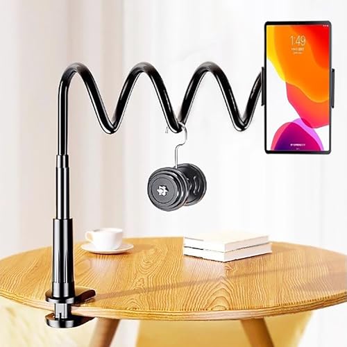 SYXLS Support Telephone, Support de Téléphone Portable, Universelle Rotation 360° Support, avec Flexible Col de Cygne Bras Long, pour iPhone 12 Mini Tous Les Smartphones (Noir)