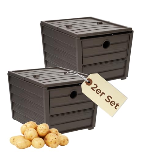 GarPet 2er Set Kartoffelkiste Gemüsebox Kartoffel Aufbewahrungsbox Obst...