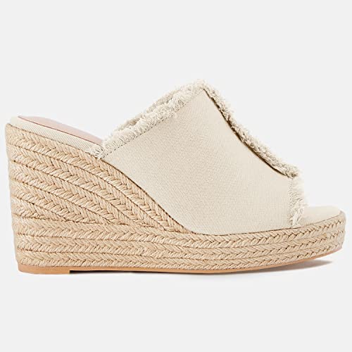 Image of Juliet Holy Womens Wedge Sandals Peep Toe Denim Slip On Backless Espadrilles Platform Sandal Shoes