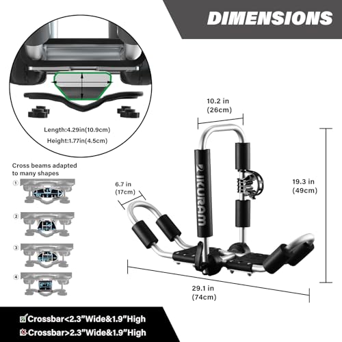 image for IKURAM R Kayak Roof Racks for 2 Kayaks, J-Bar Kayak Carrier Holder for