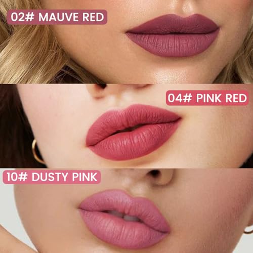 Image of 3Pcs Longwear Liquid Lip Liner Stain Marker Pen Set Long Lasting Waterproof, Mauve Dusty Pink Red Matte Permanent 24 Hour Lip Liner and Lipstick Combo, Color Stay Lipliner All Day, Lip Stains peel off