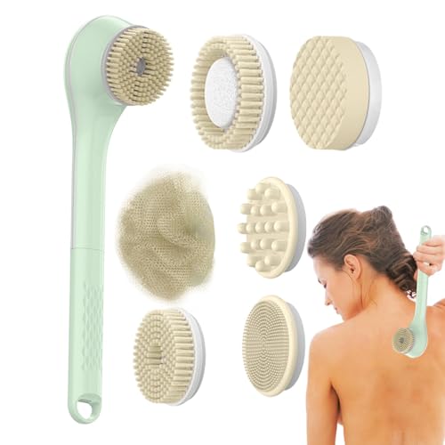 Spazzola elettrica per la pulizia del corpo, spazzola da bagno elettrica, spazzola per la schiena con manico lungo, confortevole, impermeabile, per uomini e donne