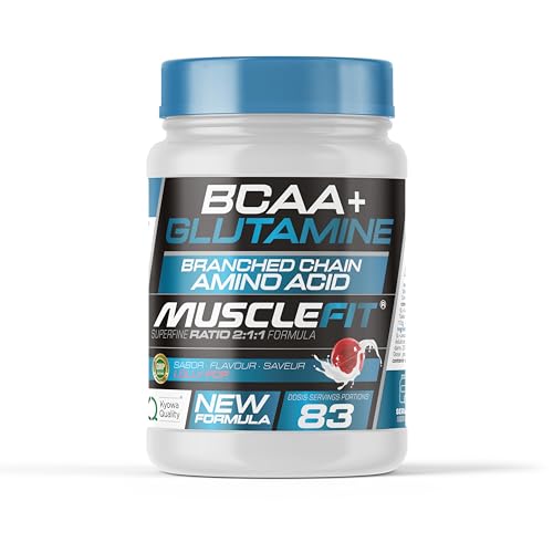 MuscleFit Glutamina + BCAA´s | Aminoácido Ramificado | Sabor Piruleta | 12g dosis diaria | Potente anti-catabólico