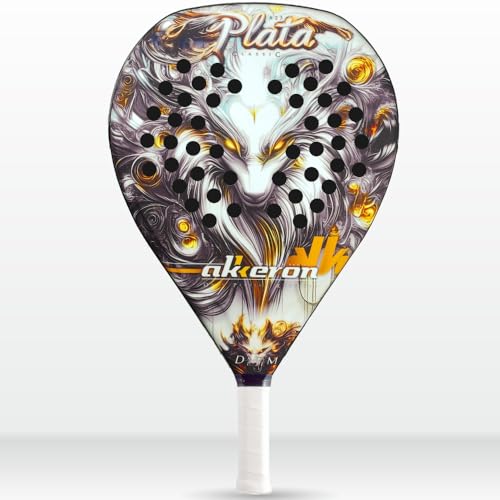 Akkeron - Pala de Padel - Modelo Plata A25 - Carbono 100% - Power Blast EVA - Forma lagrima - Barniz Gomoso - Control/Potencia - 350/370g (Fibra de Carbono)