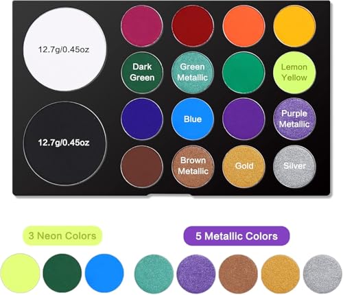 Image of UCANBE Face & Body Paint, Water Activated SFX Makeup Palette - Extra Large White & Black Pan, Professional 18 Color Safe Non Toxic Art Painting Kit for Halloween, Cosplay, Parties, Theater & Stage