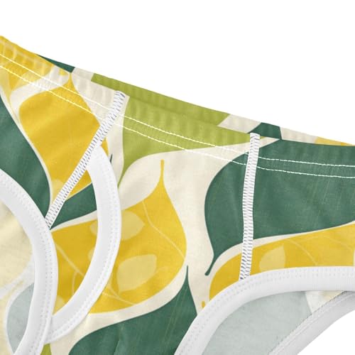 KLL Vintage Grass Green Yellow Pattern Toddler Boys Pure Cotton Athletic Underwear Breathable Children Undies4