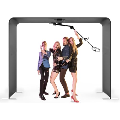 Cabina de video giratoria automática con anillo de luz, braguero para 15 personas para alquiler de exposiciones de bodas, fiestas, bodas, logotipo personalizable