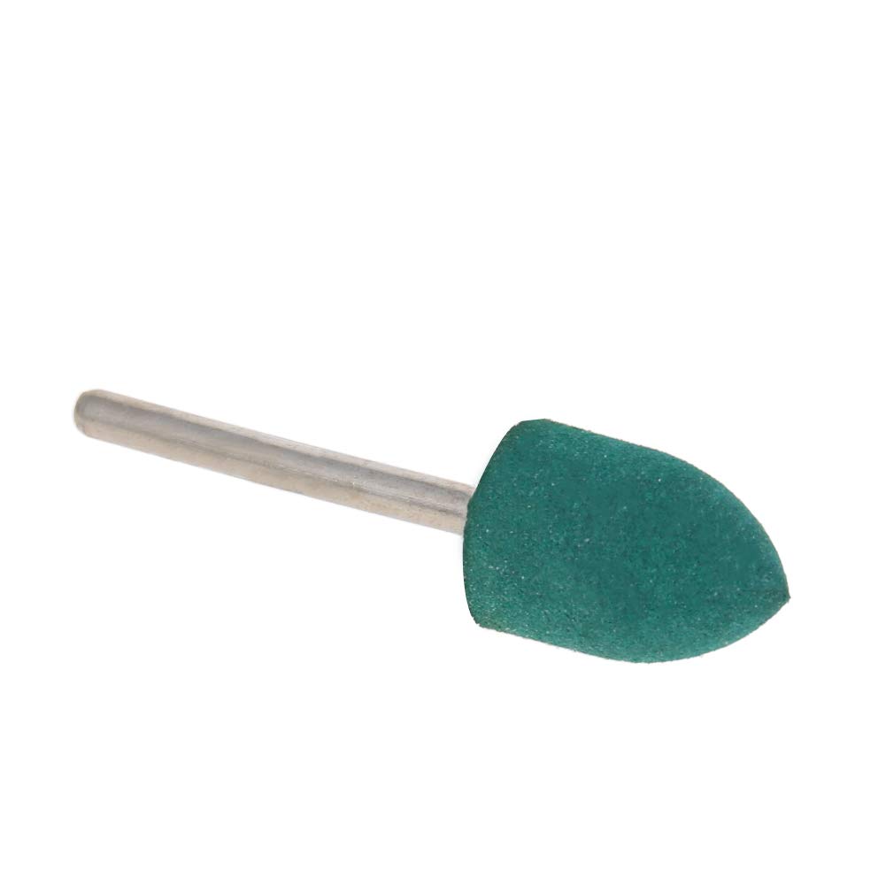 Utoolmart Punte per lucidatura in gomma da 12 mm, con gambo da 3 mm, per utensili conici rotanti, colore verde, 10 pezzi