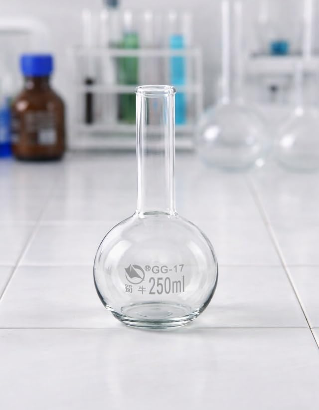 Set 2 Matracci di Ebollizione in Vetro Borosilicato, Matracci Florence a Fondo Piatto con Collo Lungo e Stretto, Trasparenti 100–1000 ml(150ml)