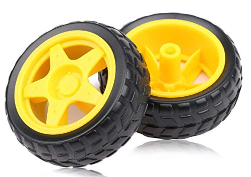 Yeeco 4 PCS DC Electric Motor 3V-6V Dual Shaft DC Gear Motor 1:120 Reduction Ratio Geared TT Magnetic Gearbox Engine with 4 PCS Plastic Car Tire Wheel, Mini RC Car Robot Tyres Model Gear Parts - Thumbnail 5