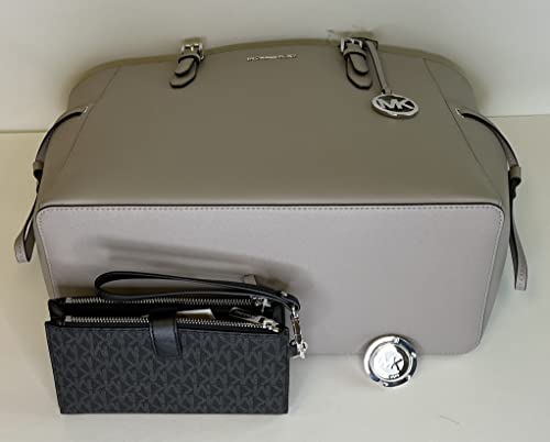 MICHAEL-Michel-Kors-Gilly-Large-Drawstring-Travel-Tote-bundled-with-Double-Zip-Wristlet-and-Michael-Kors-Purse-Hook-Pearl-GreySignature-MK-Black - sparfuchs24.io – Top Angebote, Tests & Preisvergleiche